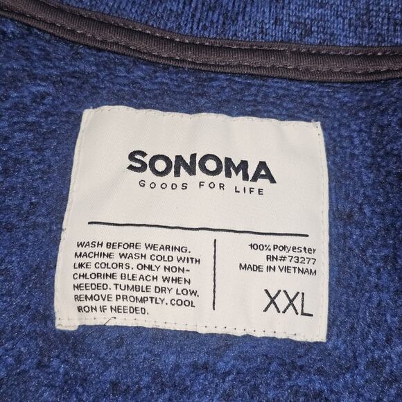 Sonoma Men's Good For Life Blue Fleece 1/4 Snap Mock Neck Sweater Size XXL - Picture 3 of 6